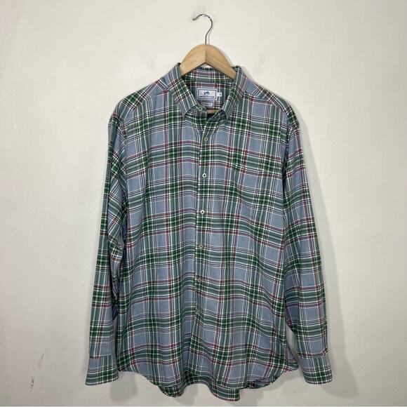 Southern Tide Green Blue Pastel Plaid Classic Fit Cotton Button Down Shirt XL - Picture 1 of 11